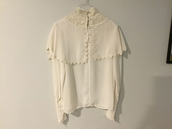 70's Blouse Gunne Sax Look Dressy White Blouse Ov… - image 7