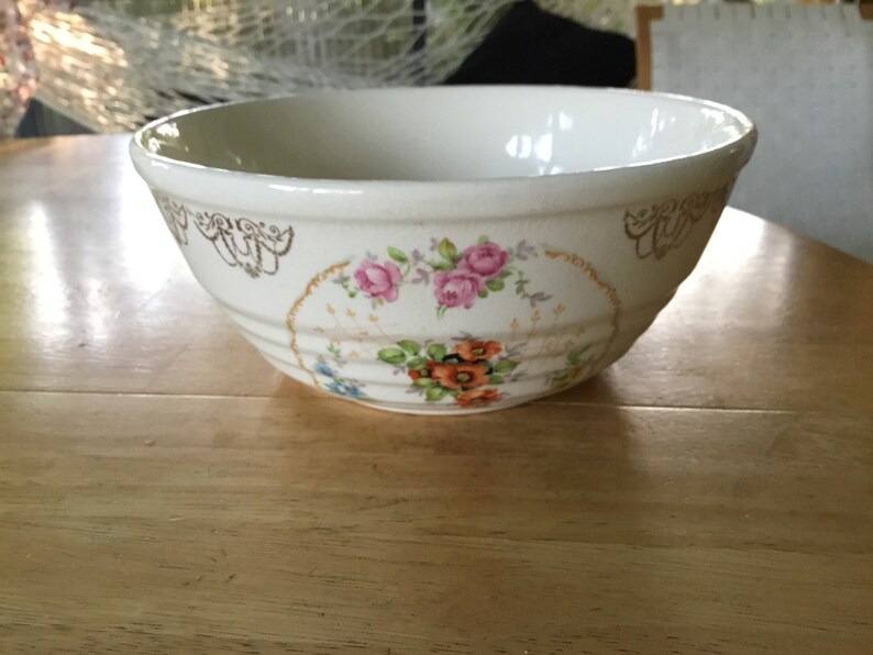 Floral Batter Bowl Framhouse Chic Universal Potteries Inc. Etsy
