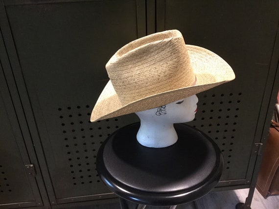 Vintage cowboy Hat Classic Western Hat Straw Cowb… - image 3