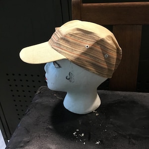 Straw Cap Similar to Baseball Cap Shape NOS Made in Japan Striped Band of Mesh At Hem