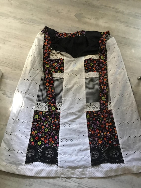 Patchwork Maxi Skirt Patchwork Pieces Black and O… - image 4