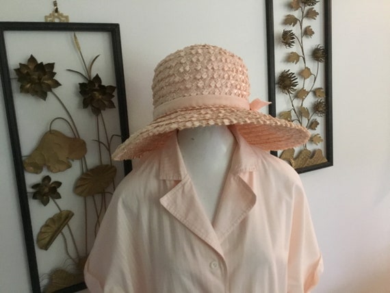 Vintage Straw Hat Woven straw Hat Starlet Style H… - image 4