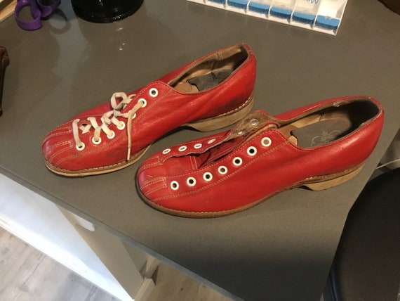 Red Bowling Shoes Size 5 Red Tie Up Shoes Old Sch… - image 4