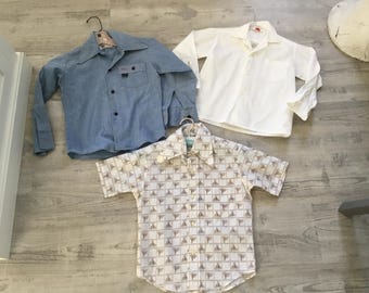 60's Vintage Kids Clothing 3 Oxford Shirts 1 With Steer Label by