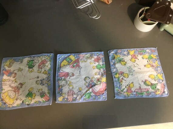 Vintage Hankies Set of 3 Juvenile Hankys Nursery R