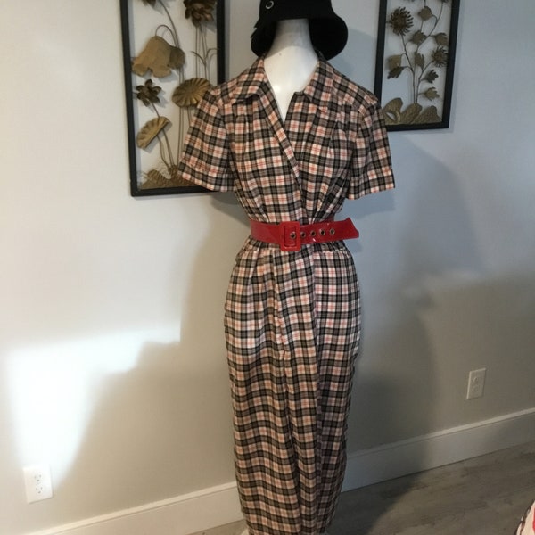 50's - 60's Day Dress Classic Plaid Day Dress PROJECT Dress Needs Some Finishing Red Black White Yellow Plaid Shirt Waist Dress XMAS Fashion