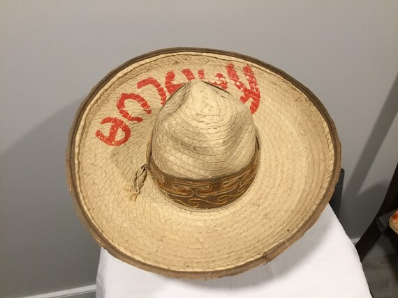 VTG Straw Sombrero Stamped Kahlua Mexican Hat Dan… - image 5