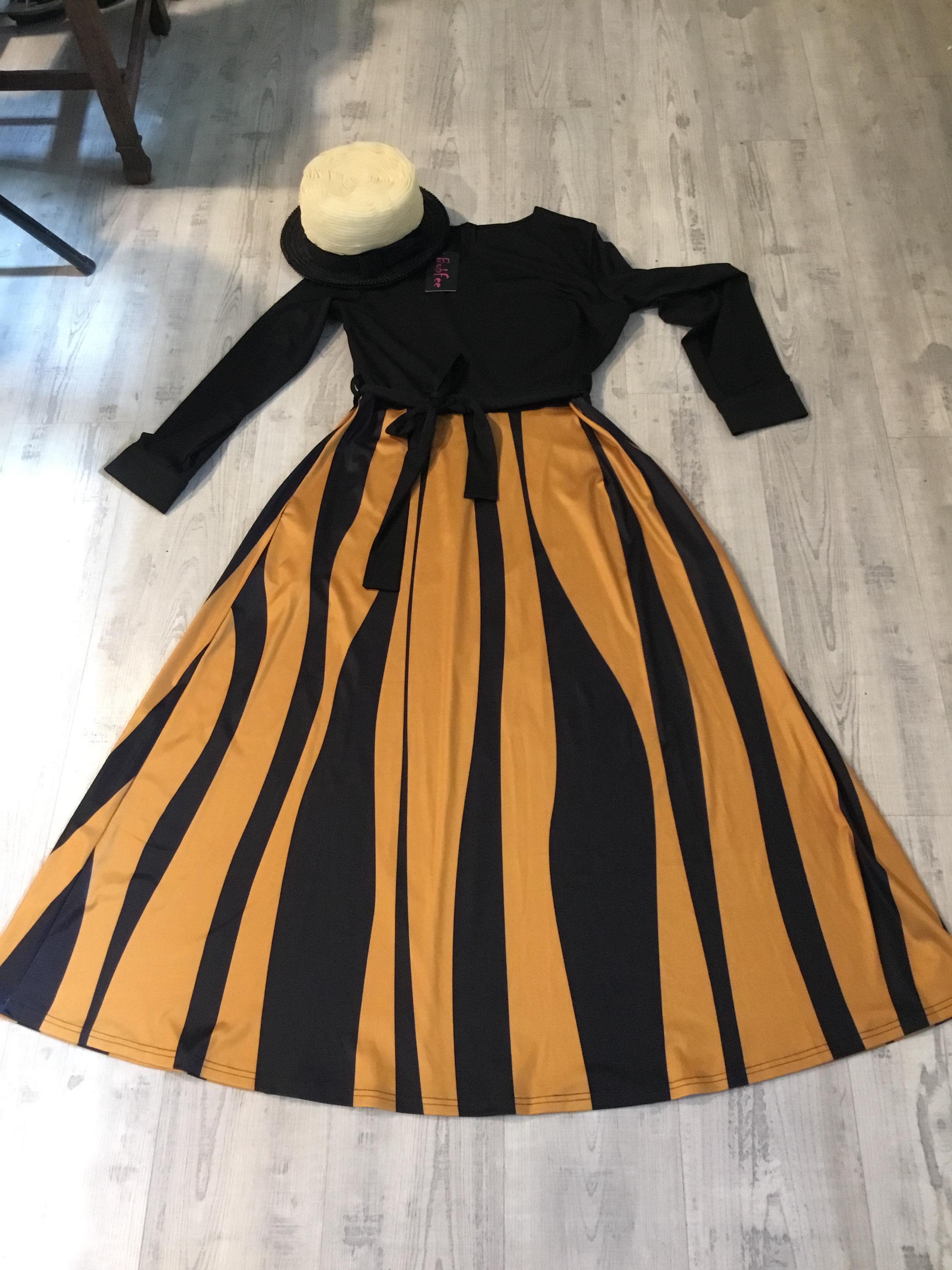 black and gold striped dress AK_Inventory