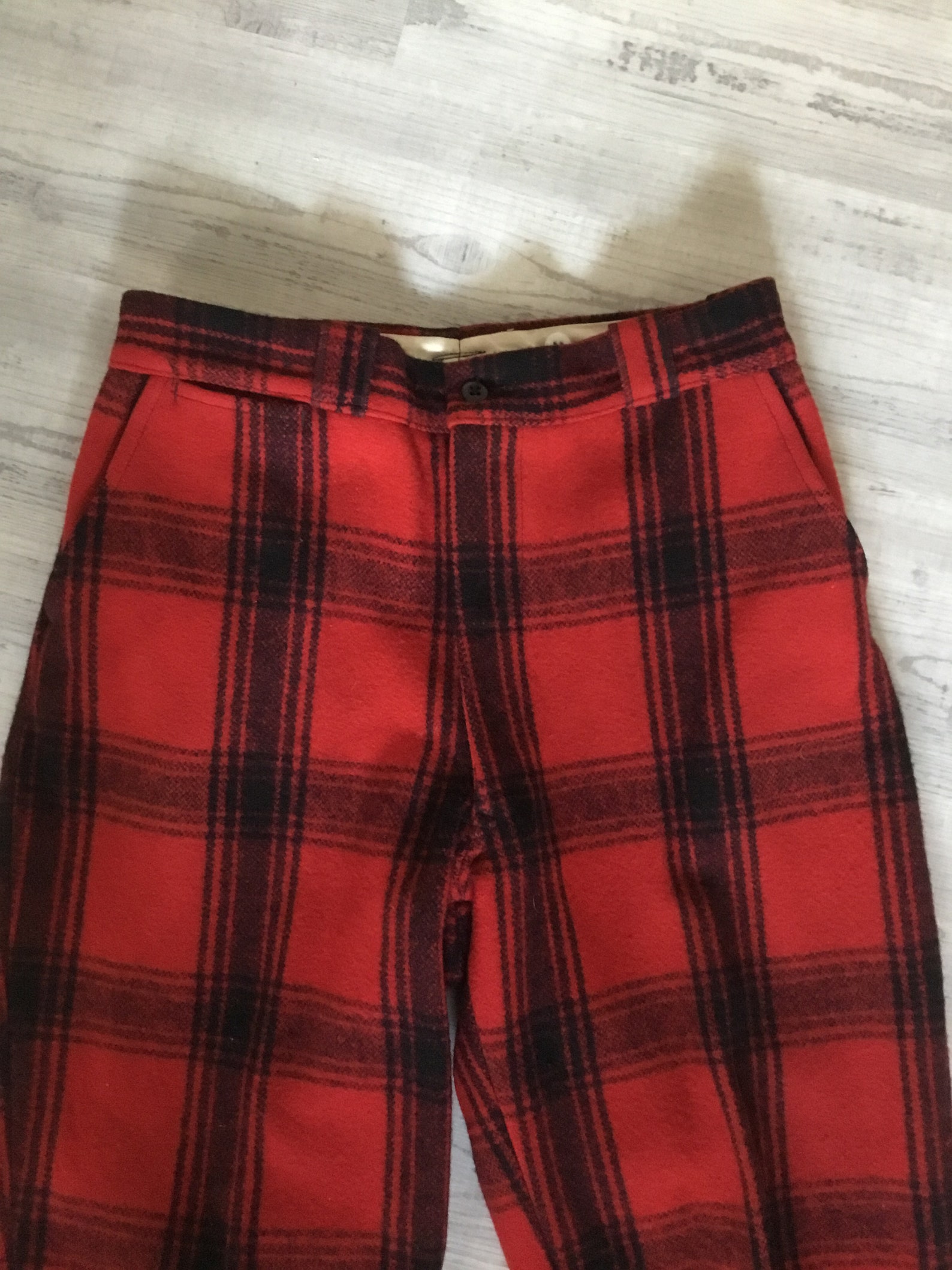 Lumberjack Pants Red and Black Plaid Wool Hunting Pants Rustic Etsy