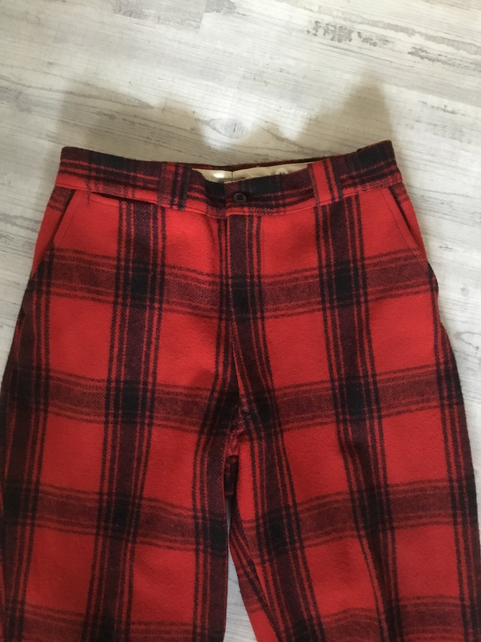 Lumberjack Pants Red and Black Plaid Wool Hunting Pants Rustic - Etsy