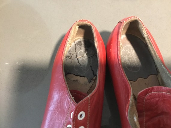 Red Bowling Shoes Size 5 Red Tie Up Shoes Old Sch… - image 3