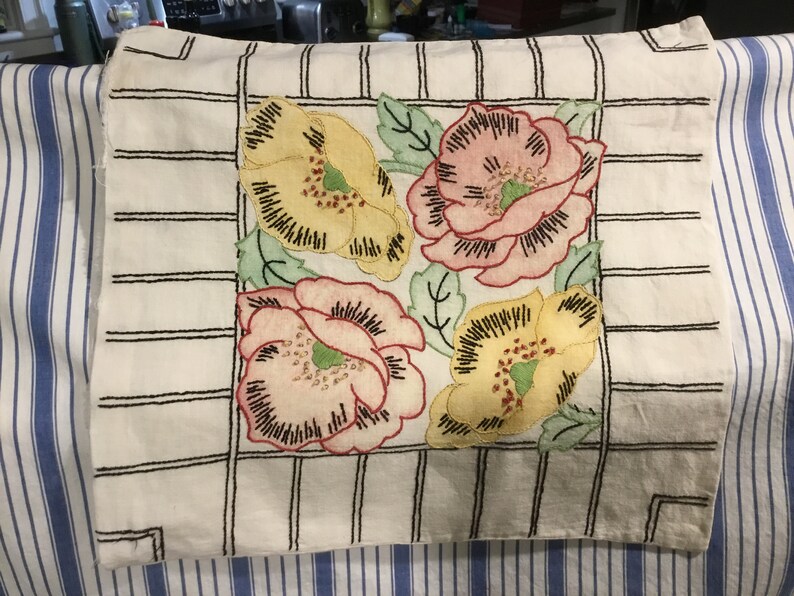 Vintage Pillow Cover Floral Embroidery Sweet Vintage Linen Etsy