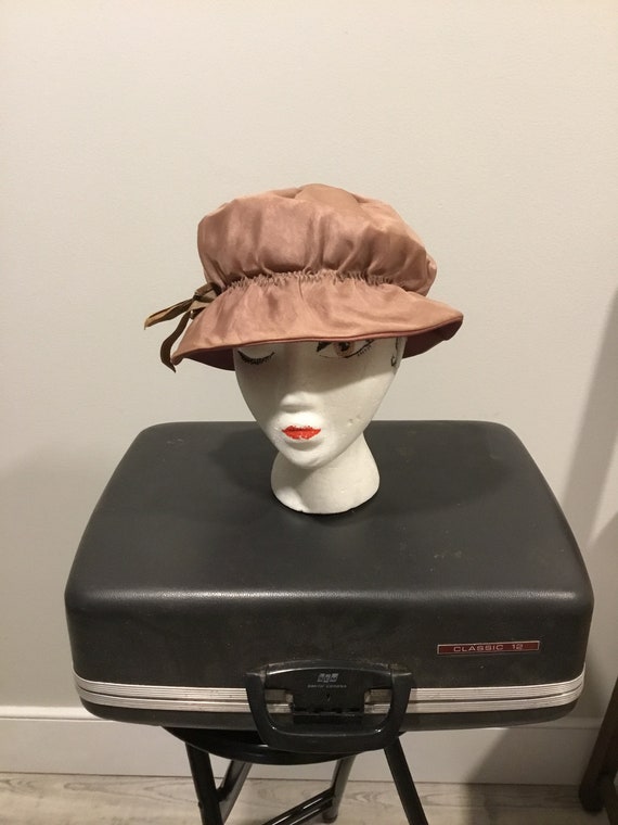 MOD Floppy Hat Pale Brown Chiffon Hat Taffeta Lik… - image 1