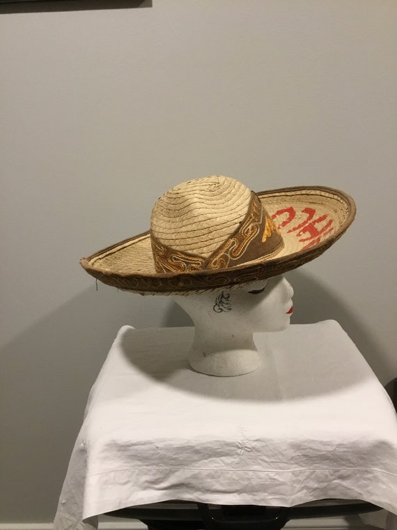 VTG Straw Sombrero Stamped Kahlua Mexican Hat Dan… - image 2