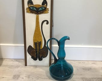 MCM Aqua Blue Swung Glass Decanter, Cocktail Pitcher