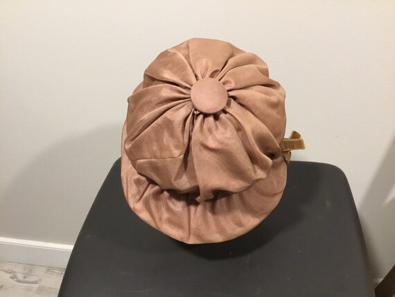 MOD Floppy Hat Pale Brown Chiffon Hat Taffeta Lik… - image 5