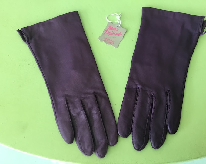 Purple Leather Gloves Purple Soft Leather Gloves Eggplant Color Made in