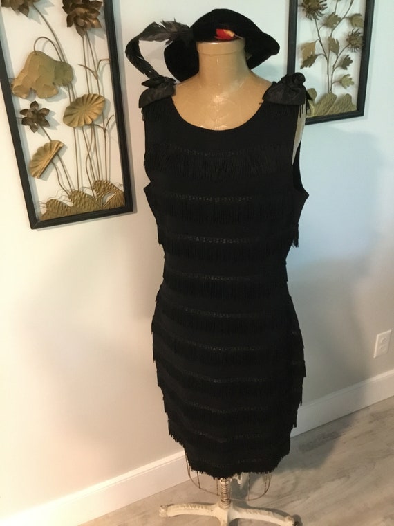 green emerald velvet dress SLEEVELESS ALL OVER FRINGE DRESS – Black – Norma Kamali