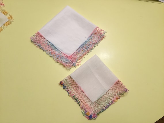 Fancy hankies 2 Tatted Hankies Heirloom Linens VI… - image 1