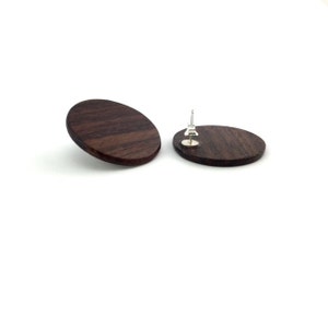 Large disc stud earrings, wood earrings, wood plugs, faux spacers, plugs, wood studs, disc earrings, circle studs, rosweood earrings, studs