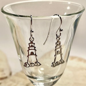 925 Sterling Silver lighthouse earrings, gift for her, mom earrings, sis earrings, Peggy Cove earrings, graduation earrings, bridal jewelry.