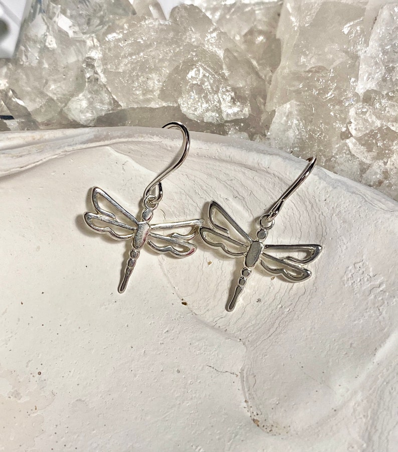 Sterling Silver Dragonfly earrings Graduation gift Bridal jewelry dragonfly Charm earrings Dolly the Dragonfly earrings Gift for mom.