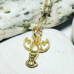 14 karat gold Lobster necklace, mom necklace, Bridal jewelry, Lucy the Lobster, beachy gift, ocean inspired, beach necklace, gift for her.