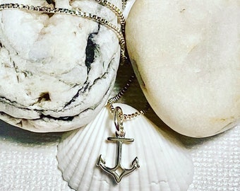925 Sterling Silver Anchor necklace, gift for her, sis gift, bridal jewelry, ocean inspired, Seafaring necklace, gift for mom, gift for her.