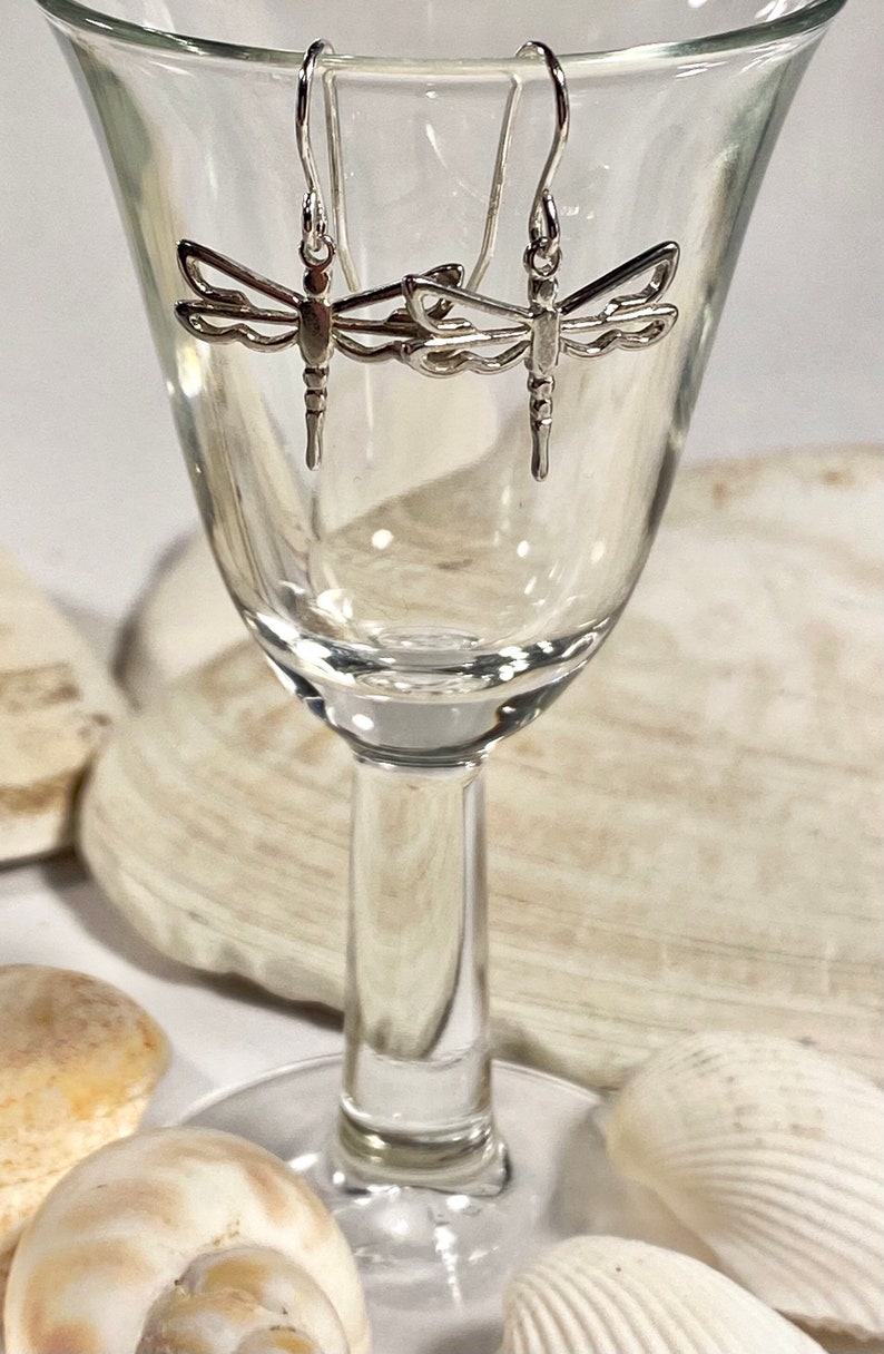 Sterling Silver Dragonfly earrings Graduation gift Bridal jewelry dragonfly Charm earrings Dolly the Dragonfly earrings Gift for mom.