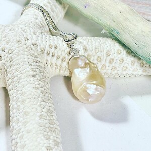 925 Sterling Silver Baroque Freshwater White Iridescent Pearl necklace, White Pearl necklace, Bridal jewelry, gift for mom, gift for her.