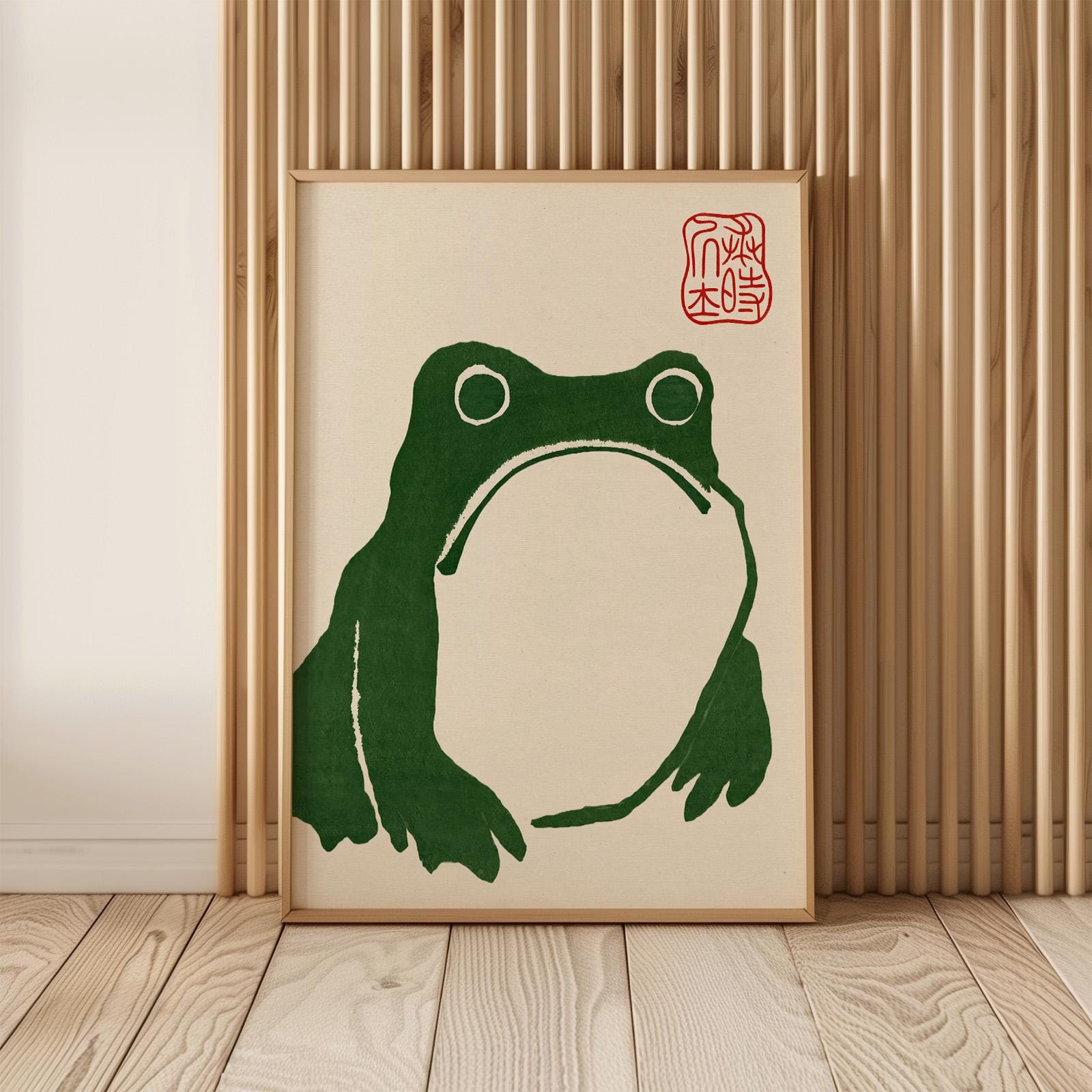 Japanese Green Frog Art Print - 1814 Kaeru Woodblock Artwork