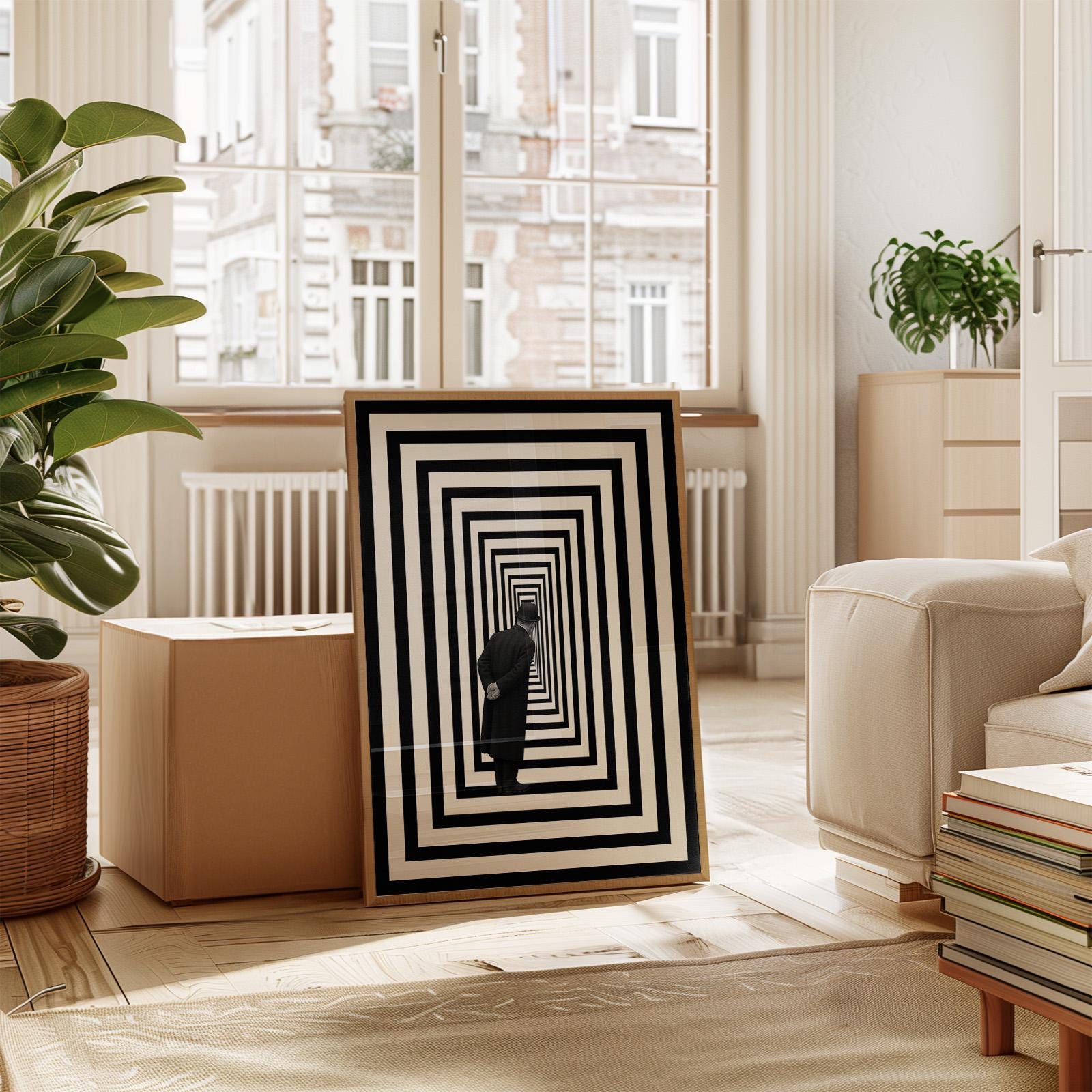 Observer – Surreal Black and White Optical Illusion Print