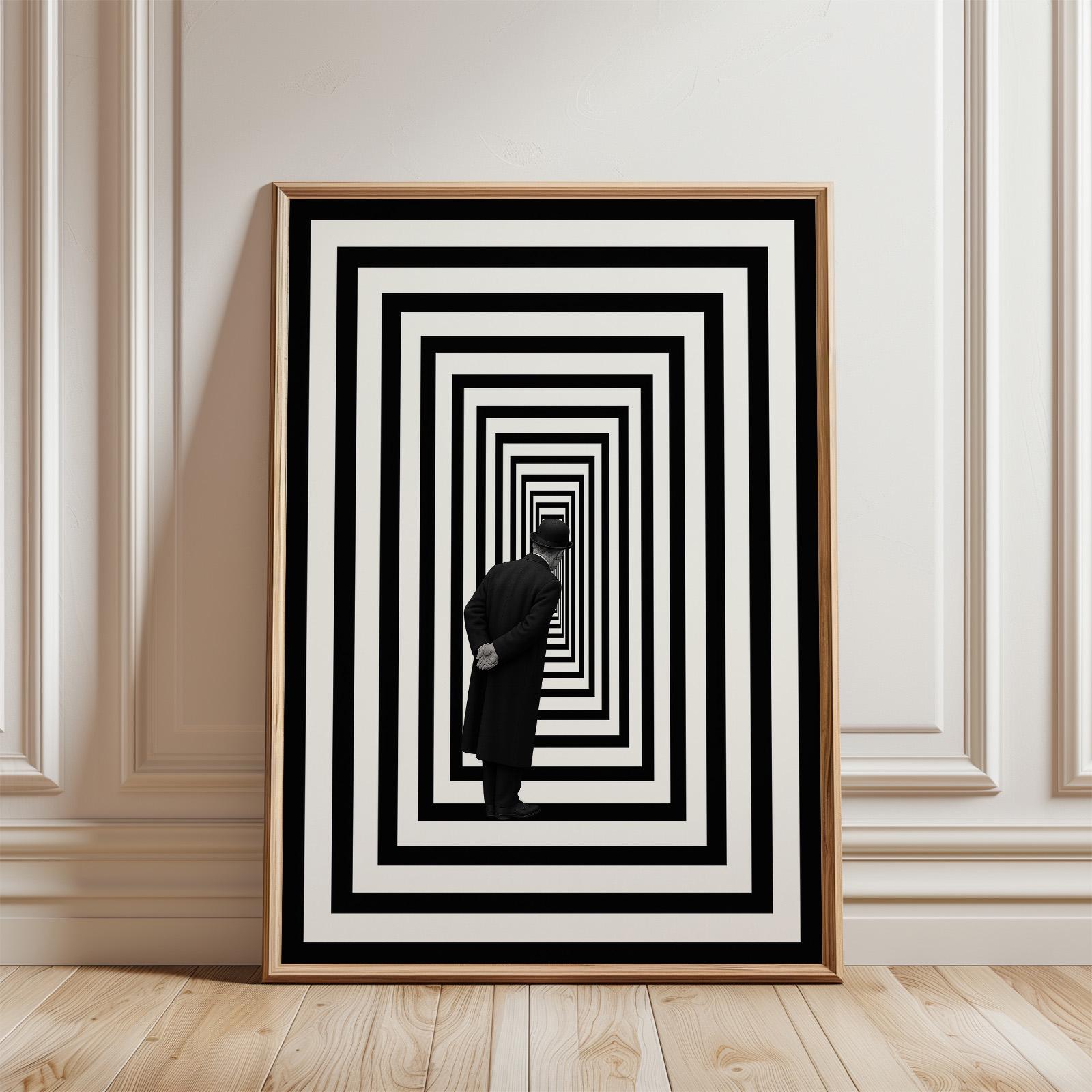 Observer – Surreal Black and White Optical Illusion Print