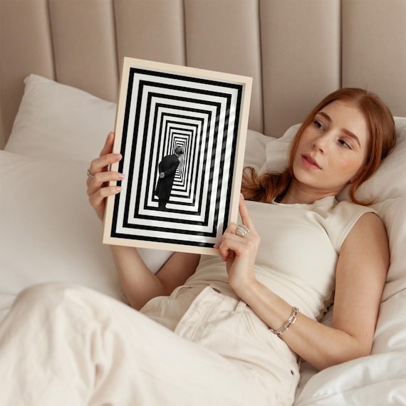 Observer – Surreal Black and White Optical Illusion Poster
