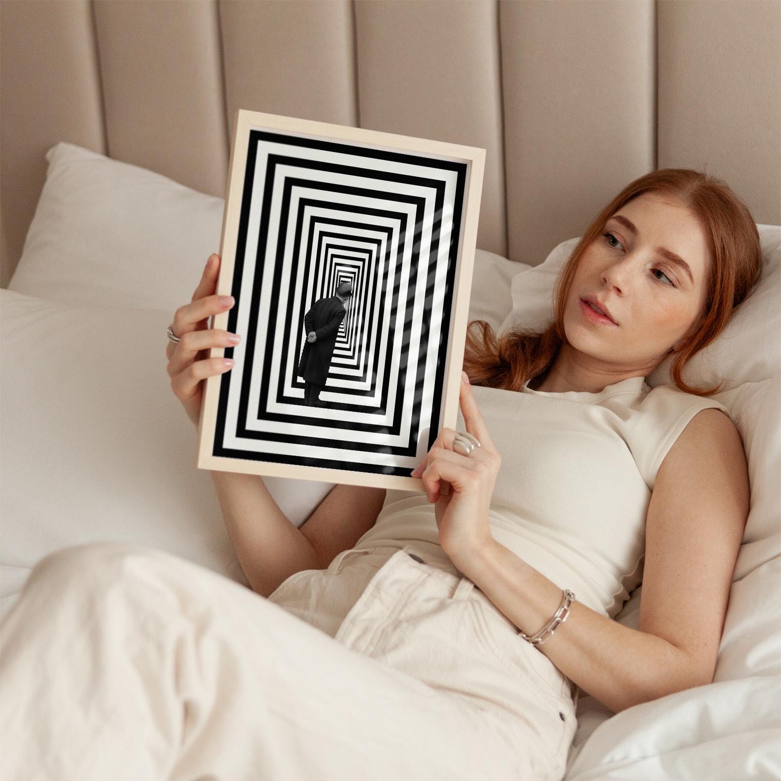 Observer – Surreal Black and White Optical Illusion Poster