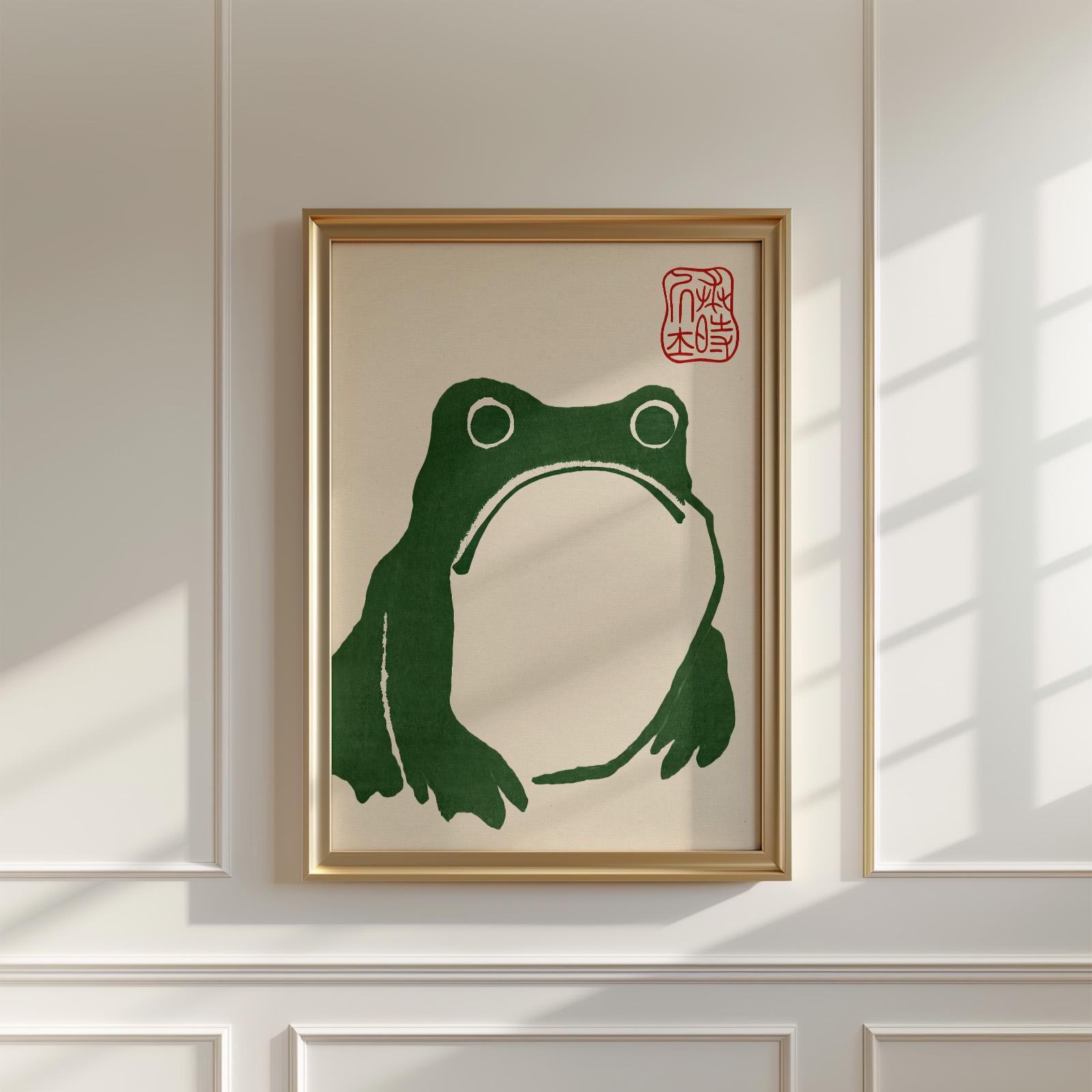 Japanese Green Frog Art Print - 1814 Kaeru Woodblock Artwork