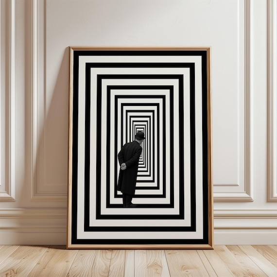 Observer – Surreal Black and White Optical Illusion Poster