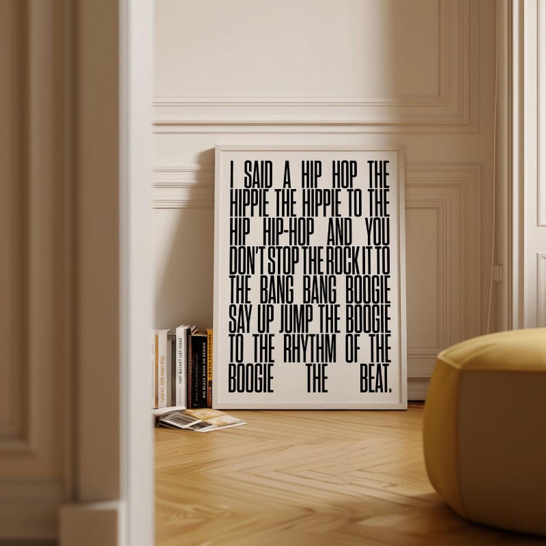 Hip Hop Lyrics Poster – Sugarhill Gang Art Print, Retro Rap Wall Decor ...