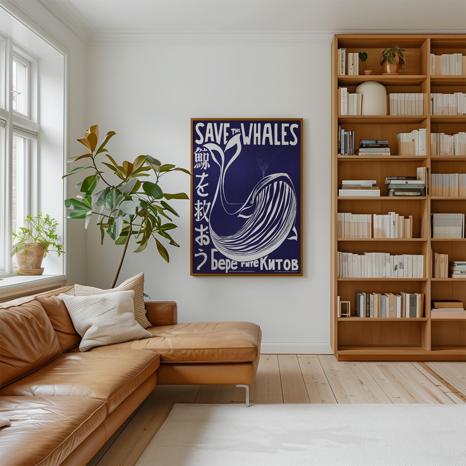 Save the Whales Poster - 1970s Environmental Print, Retro Whale