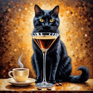 Espresso Cat, martini print, espresso martini, martini print, martini art, martini poster, martini lover, espresso, martini