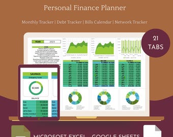 Google Sheets & Excel Budget Planner with Monthly Expense Tracker, Personal Finance Organizer, Savings Log and Bill Management Tool