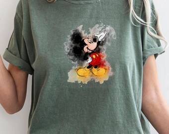 Mickey Watercolor Art Shirt, Mickey Mouse Tee, Mickey Mouse Disneyland T-shirt, Mickey Cartoon Tee, Mickey Shirt, Disney Shirt