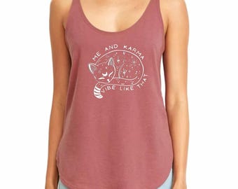 Me And Karma Vibe Like That Tank Top, Karma Is A Cat Tank Top, Meet Me At Midnight Tank Top, Sarcastic Say Tank Top