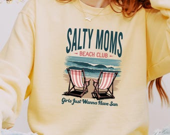 Salty Moms Beach Club Sweatshirt, Mothers Day Gift, Summer Vibes Sweatshirt, Funny Mom Sweatshirt, Beach Vibes Sweatshirt
