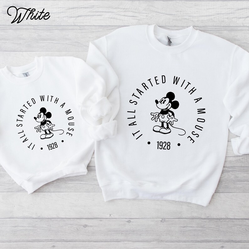 It All Started With A Mouse Sweatshirt, Mickey Mouse Est 1928 Sweatshirt, Mickey Mouse Matching Sweatshirt, Disney World Sweatshirt bild 2