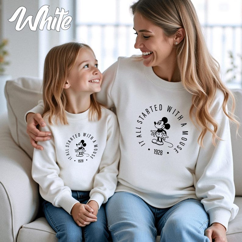 It All Started With A Mouse Sweatshirt, Mickey Mouse Est 1928 Sweatshirt, Mickey Mouse Matching Sweatshirt, Disney World Sweatshirt