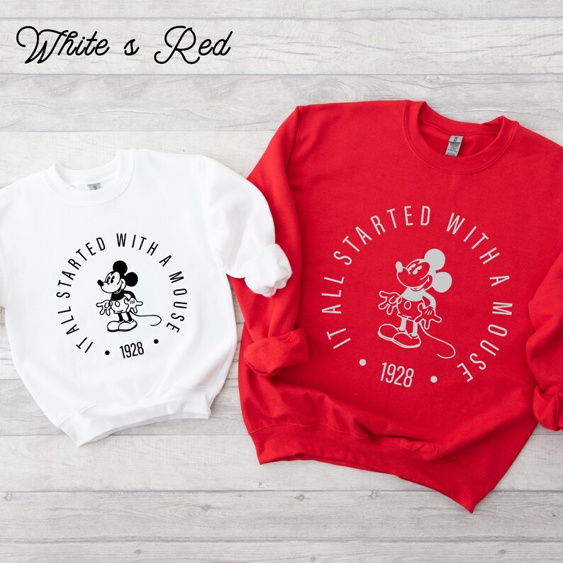 It All Started With A Mouse Sweatshirt, Mickey Mouse Est 1928 Sweatshirt, Mickey Mouse Matching Sweatshirt, Disney World Sweatshirt bild 3