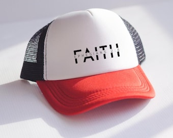 Faith Ephesians 2:8 Foam Mesh-Back Trucker Cap, Christian Hat with Bible Verse, Bible Verse Cap, Faith Based Hat, Religious Hat