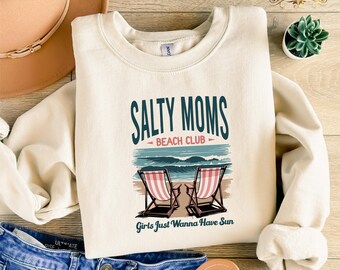 Salty Moms Beach Club Sweatshirt, Mothers Day Gift, Summer Vibes Sweatshirt, Funny Mom Sweatshirt, Beach Vibes Sweatshirt
