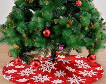Snowflake Christmas Tree Skirt, Holiday Home Decor, Christmas Decorations, Elegant Snowflake Christmas Tree Skirt